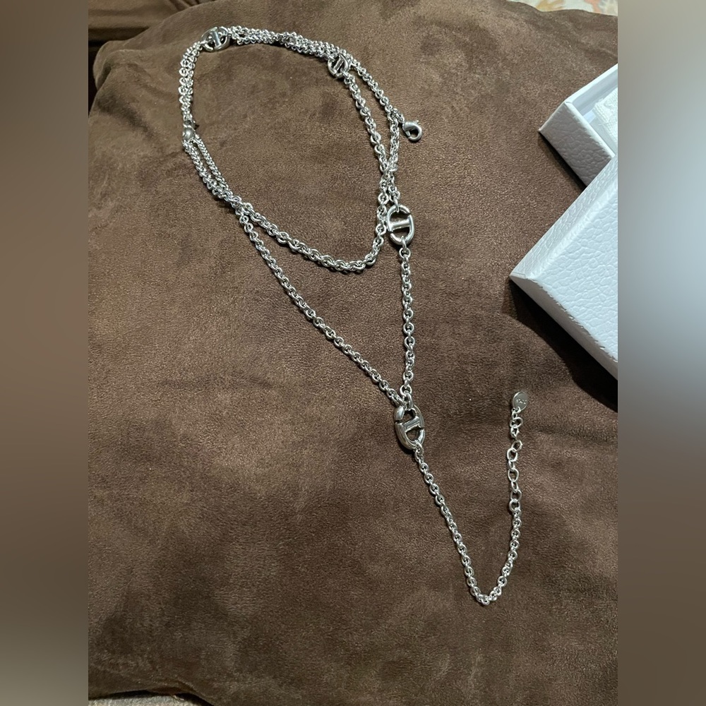 Christian Dior Silver CD Double Layer Chain - Picture 12 of 14
